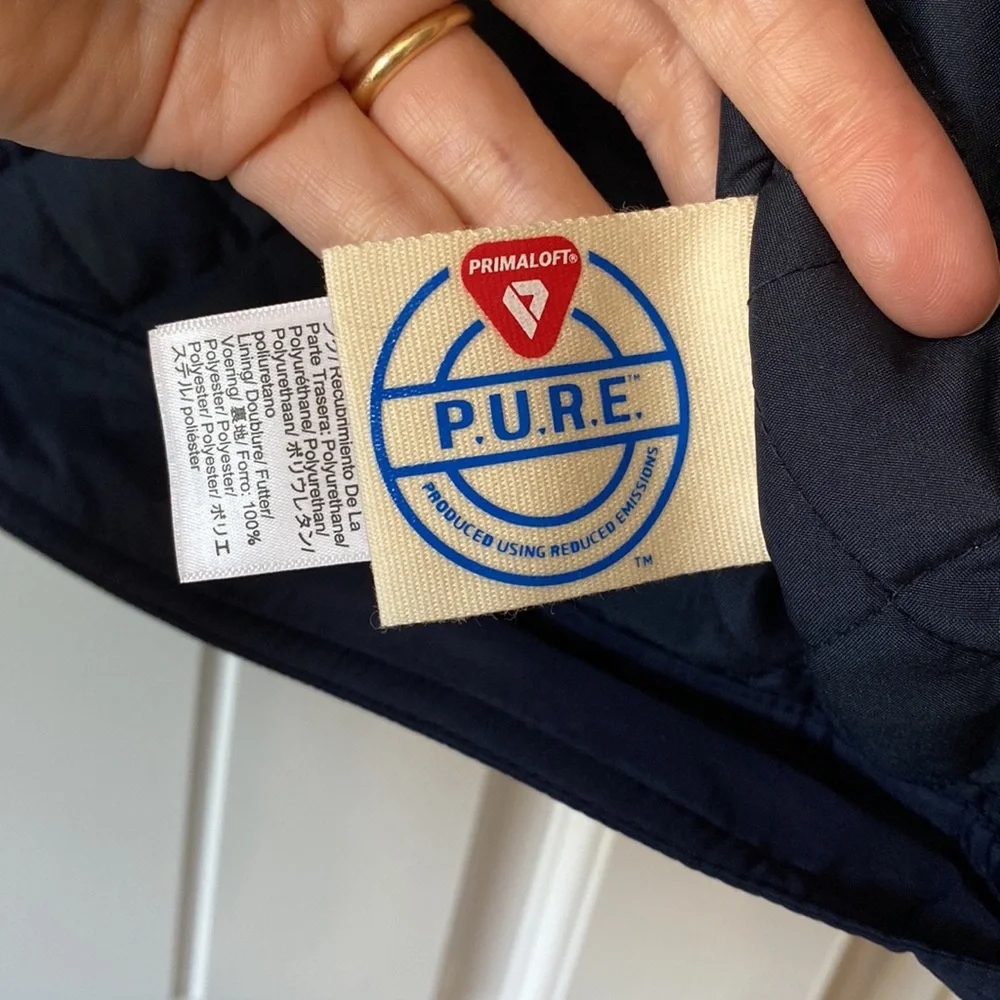 J. Crew Navy Quilted Bomber Jacket with Contrast Collar - Picture 11 of 13